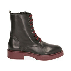 Anfibi neri in pelle, tacco 4 cm , Special Price, 187245018PENERO036, 001 preview