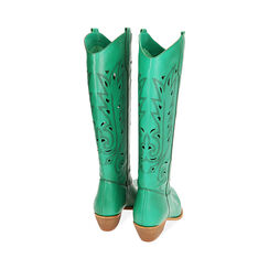 Stivali texani verdi in pelle, tacco 5,5 cm, Primadonna, 21B814101PEVERD035, 003 preview
