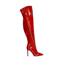 Stivali overknee rossi in naplack, tacco 10,5 cm , Primadonna, 202118622NPROSS038, 001a