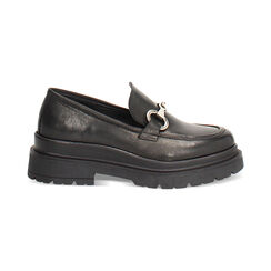 Mocassins en cuir lavé noir, Primadonna, 261050500PANERO036, 001 preview