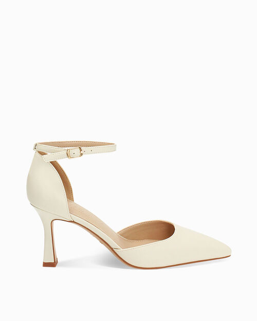 D&eacute;collet&eacute; open shank donna panna, tacco 7,5 cm, CREAM