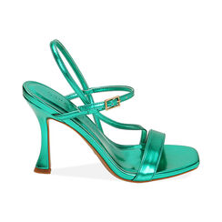 Sandali verde laminato, tacco 9,5 cm, Primadonna, 212110712LMVERD041, 001 preview