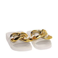 Ciabatte bianche maxi-chain oro , Scarpe, 194700514EPBIAN036, 002a