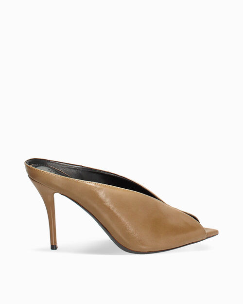 Mules open toe camel tacco 9,2 cm, CAMEL