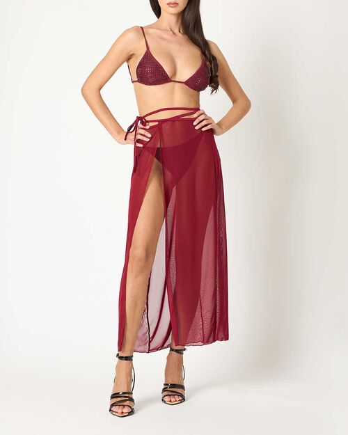 Cover-up para mujer burdeos en tejido, 