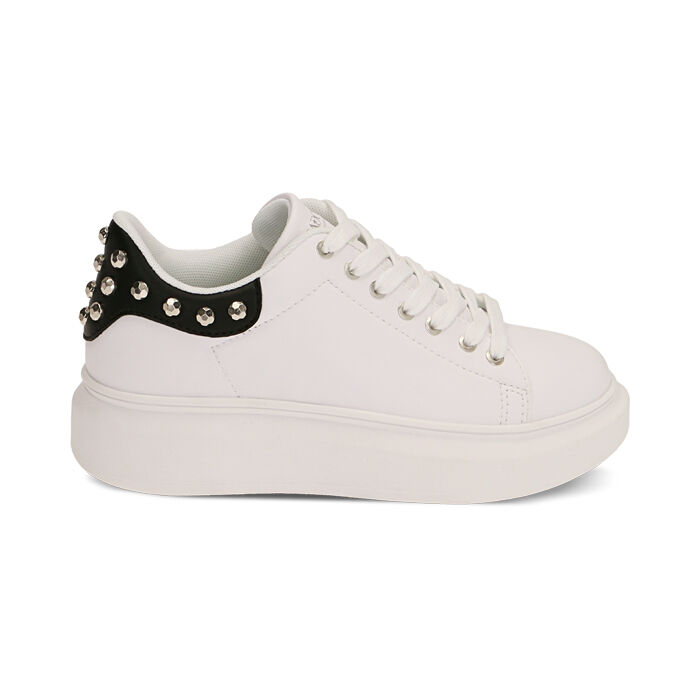 Sneakers bianco/nere con borchie, Primadonna, 212621192EPBINE035