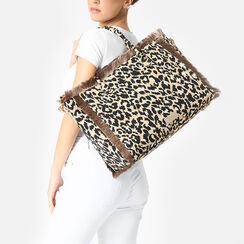 Borsa a spalla donna leopard in tessuto, Primadonna, 252324535TSLEOPUNI, 002a