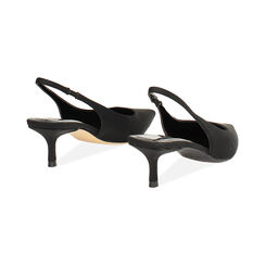 Décolleté slingback donna nere in tessuto, tacco 5 cm, Primadonna, 252115901LYNERO035, 004 preview