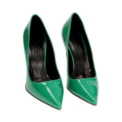 Escarpins en cuir verni vert, talon de 11 cm, Primadonna, 20N296501VEVERD036, 002 preview