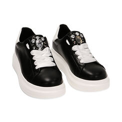 Sneakers nere con pietre, suola 4,5 cm, Primadonna, 222866332EPNERO036, 002 preview