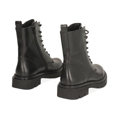 Bottines à lacets noires en cuir véritable avec semelle crantée, Primadonna, 26N555093PENERO035, 004 preview