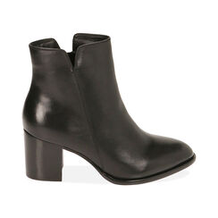 Ankle boots neri in pelle, tacco 6,5 cm , Primadonna, 209402701PENERO036, 001 preview