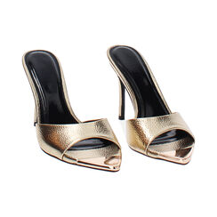 Mules open toe donna oro in laminato, tacco 9,5 cm, Primadonna, 254920901LMOROG035, 003 preview