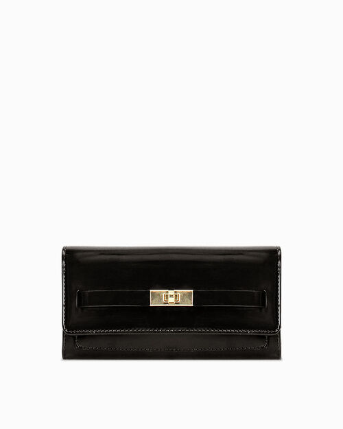Portefeuille noir avec finition brillante, BLACK
