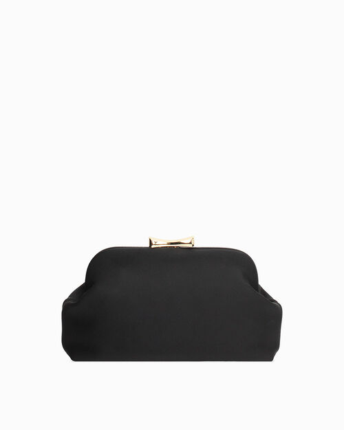 Pochette nera con tracolla removibile, BLACK