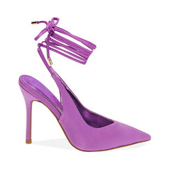 Slingback en satin violet, talon 11 cm , 192186112RSVIOL037, 001a