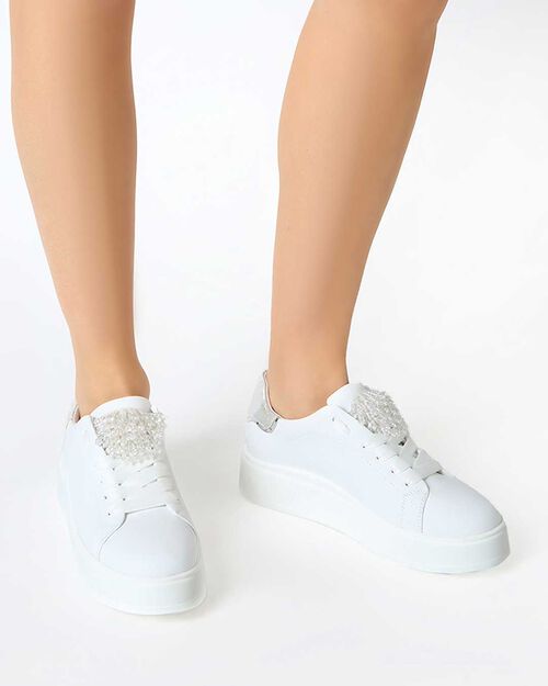 Sneakers donna bianche, WHITE