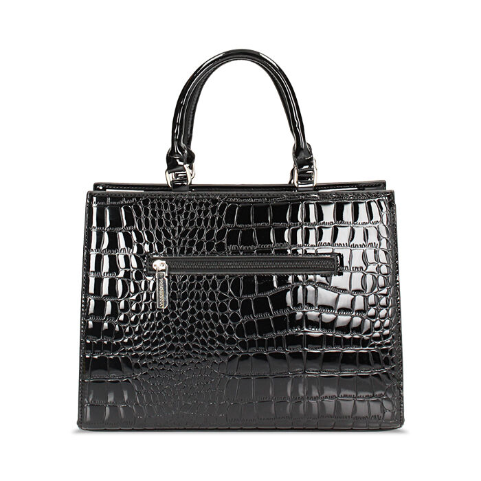 Sac a main noir effet croco Primadonna Collection