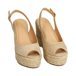 Sandali beige in microfibra, zeppa 10,5 cm, Primadonna, 214981980MFBEIG035, 002 preview