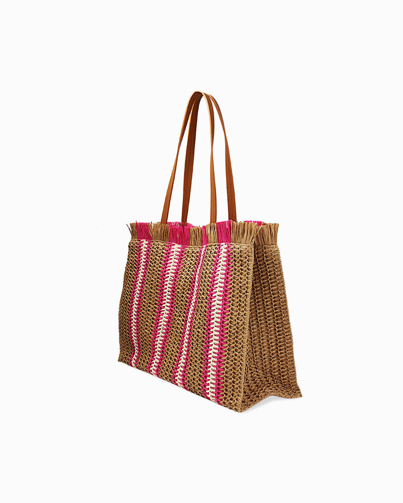 Borsa donna mare grande fucsia in raffia image number null