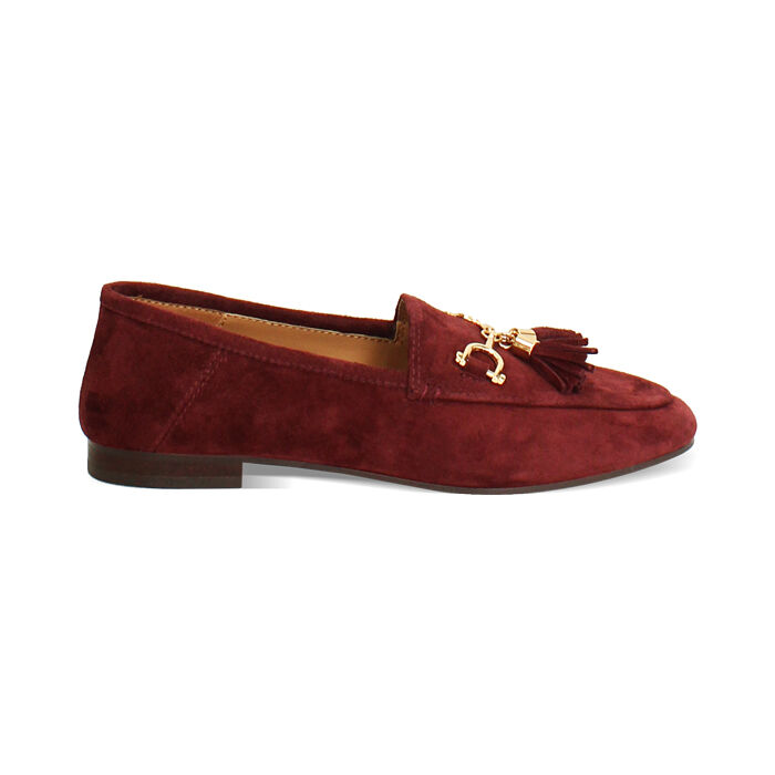 Mocasines burdeos de gamuza con suela de goma, Primadonna, 26N108006CMBORD036