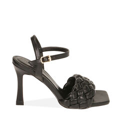 Sandalias negro acolchadas, tacón 9,5 cm, Primadonna, 192127507EPNERO036, 001a