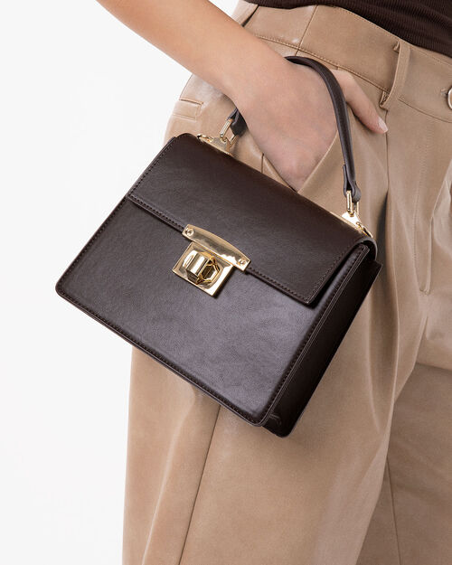 Mini bag testa di moro con tracolla removibile, DK BROWN