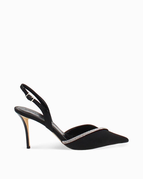 CALZATURA DECO. SLINGBACK RASO NERO, BLACK