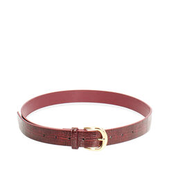 Ceinture bordeaux en matériau synthétique effet coco, Primadonna, 26B413710CCBORDUNI, 001a