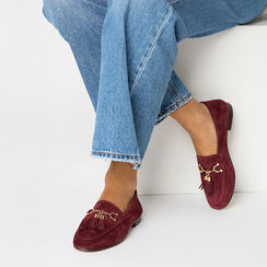 Mocassini bordeaux in camoscio con suola in gomma, Primadonna, 26N108006CMBORD036, 002a