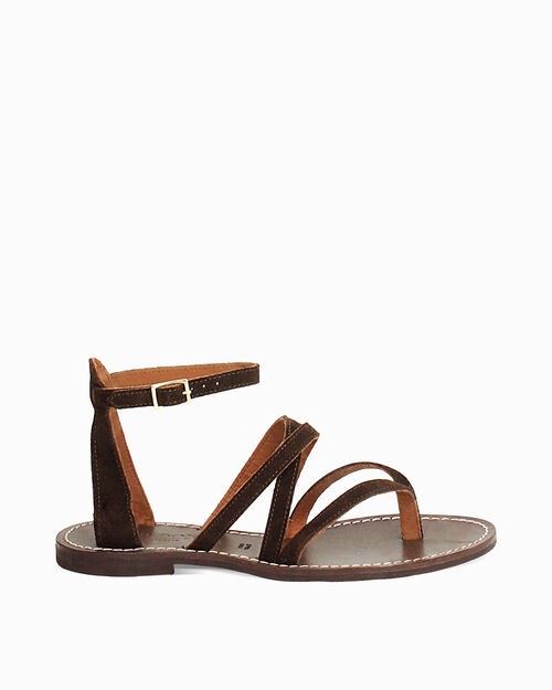 Sandali multi-fasce in camoscio testa di moro, DK BROWN