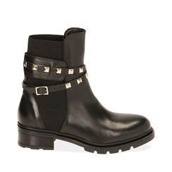 Ankle boots neri in pelle, tacco 4 cm , SALDI, 18A500505PENERO035, 001a