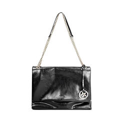 Borsa a spalla nera lucida con tracolla a catena, Primadonna, 265700583EUNEROUNI, 001 preview
