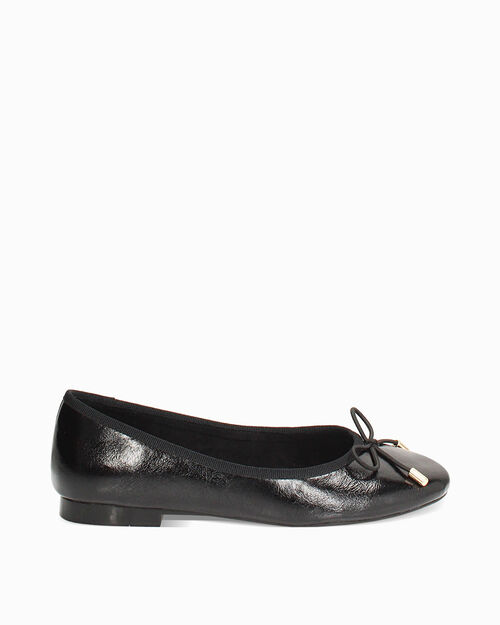 Ballerine nere lucide con fiocco, BLACK