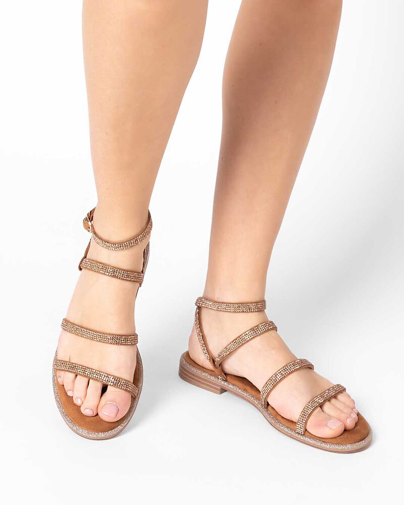 Sandali bassi donna cognac in microfibra image number null