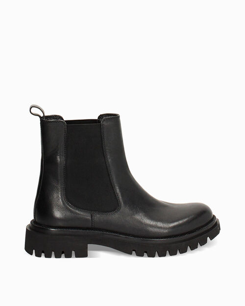 Stivaletti beatles neri in pelle tacco 4 cm, BLACK
