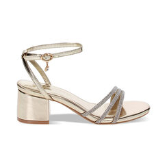 Sandales à talons dorés en laminé avec pierres, Primadonna, 232770377LPOROG035, 001 preview