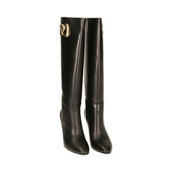Bottines en cuir noir, talon de 8,5 cm., Primadonna, 20A539000PENERO035, 002 preview