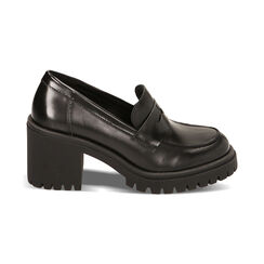 Mocassini nero abrasivato, tacco 7,5 cm, Primadonna, 227505501ABNERO040, 001 preview