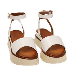 Sandali bianchi, zeppa 4,5 cm, Ultime occasioni, 214995762EPBIAN035, 002a