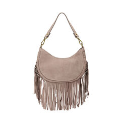 Mini bag taupe in camoscio con frange, Primadonna, 260804328CMTAUPUNI, 004 preview