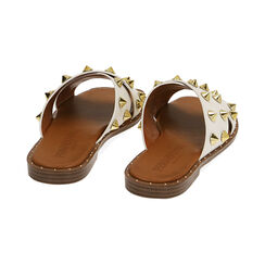Ciabatte bianche con borchie, Scarpe, 194905002EPBIAN036, 004 preview