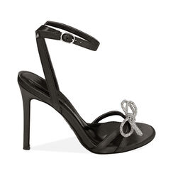Sandali bow neri in raso, 10,5 cm, Primadonna, 212163163RSNERO036, 001a