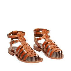 WOMEN SHOES FLAT COW LEATHER COGN, Primadonna, 23B814028VACOGN035, 002a