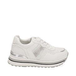 Sneakers bianche, suola 5 cm, 212835023EPBIAN035, 001a
