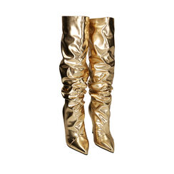 Botas de oro laminado, tacón de 10,5 cm., 202186105LMOROG037, 002a