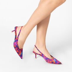 Zapato de tacón slingback mujer multicolor azul-naranja, Primadonna, 252115901RSMUBA035, 002a