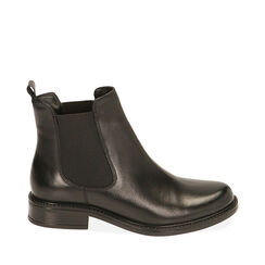 Chelsea boots neri in pelle, tacco 3,5 cm , Primadonna, 20L921012PENERO035, 001a