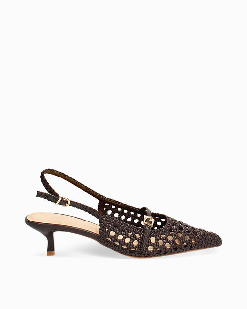 D&eacute;collet&eacute; testa di moro tacco 4,5 cm, DK BROWN