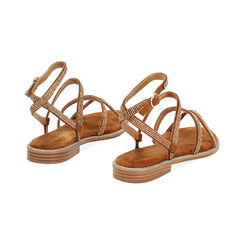 Sandali bassi donna cognac in microfibra, Primadonna, 25P147508MFCOGN035, 004 preview